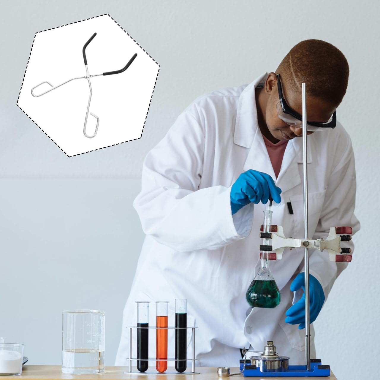Amosfun Pince À Bécher 10.24In Outil De Laboratoire Portable Avec Préhension Réglable Pour Manipulation Sécurisée Des Béchers Et Tubes À Essai