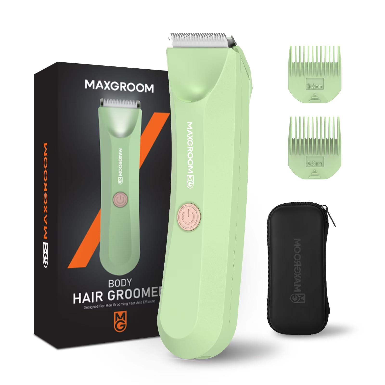 MAXGROOM Afeitadora Corporal Masculina, Recortadora de Vello Corporal para Hombres, Depiladora Corporal Hombre con luz LED en Seco y Mojado para Barba, Axilas, Pechos, Piernas