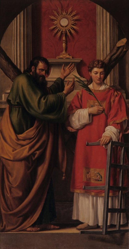 Posterazzi Saints Andrew And Lawrence Before The Blessed Sacrament Poster Print, (18 x 24)