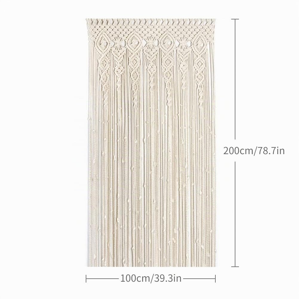 Arazzo da parete in macramè, filo di cotone spesso migliorato, fatto a mano, tenda per porta in stile boho, divisorio in macramè, per matrimonio, sfondo casa, 100 x 200 cm