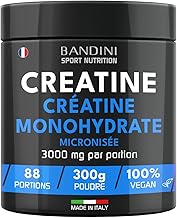 Bandini® Creatine Monohydrate Powder 100% Pure to Increase Performance and Muscle Powder, Creatin, Unflavored, 88 Servings, 300 g, Micronised Creatine Powder, Soluble and Vegan