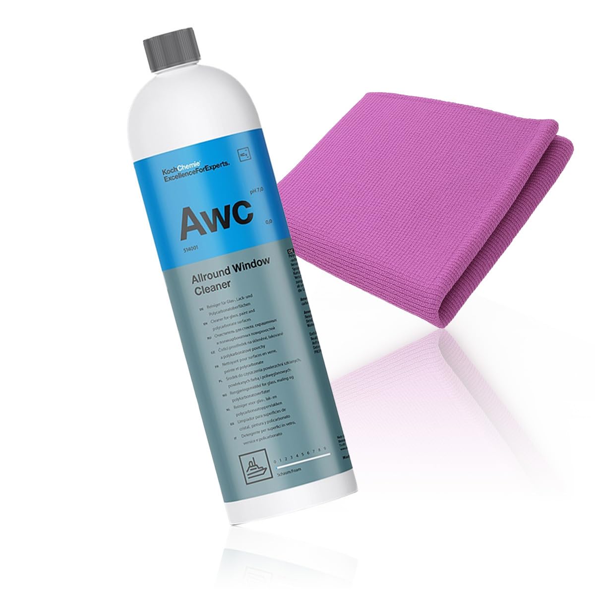 wortek KochChemie Nettoyant pour vitres polyvalent 1 l avec chiffon de polissage en microfibre Polycyar Bonate Nettoyant acrylique Navires Nettoyant pour vitres Bateau Nettoyant pour vitres de chasse