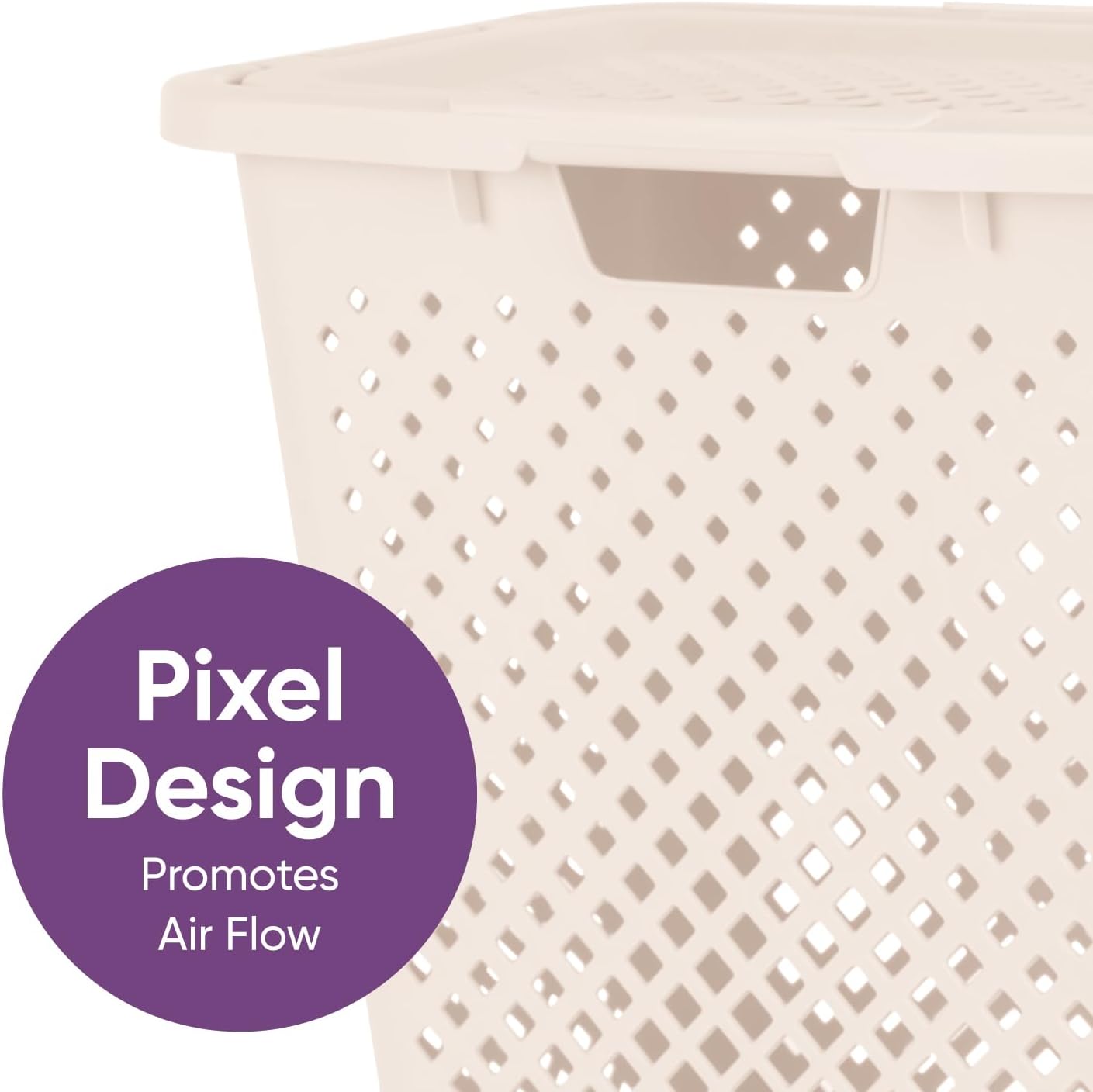 Superio Gradient Hamper with Lid - 45L Modern Design, Perforated, Slim & Sturdy, Ergonomic Handles - Cream