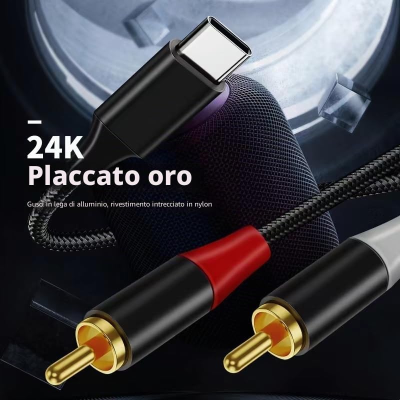 Cavo USB A RCA 1,5m – Adattatore USB 2.0 Maschio A 2 RCA Maschio Per Videocamere E TV, Non Per Trasferimento Dati