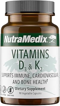 NutraMedix Vitamin D3 and K2 Immune Support Supplement for Women & Men - Help Support Heart Health - Can Assist with Calcium Metabolism (90 Capsules)