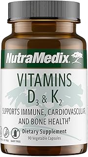 NutraMedix Vitamin D3 and K2 Immune Support Supplement for Women & Men - Help Support Heart Health - Can Assist with Calcium Metabolism (90 Capsules)