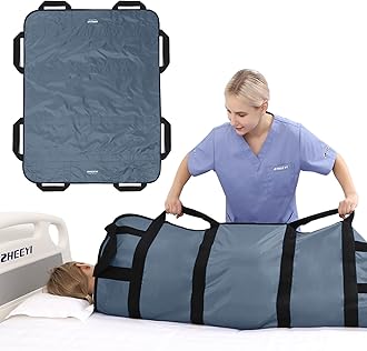 Multipurpose 48" x 40" Positioning Bed Pad with Reinforced Handles - Reusable & Washable Patient Sheet for Turning, Lifting & Repositioning - Double-Sided Nylon Fabric, GrayGlobal Recycled StandardGlobal Recycled StandardGlobal Recycled Standard