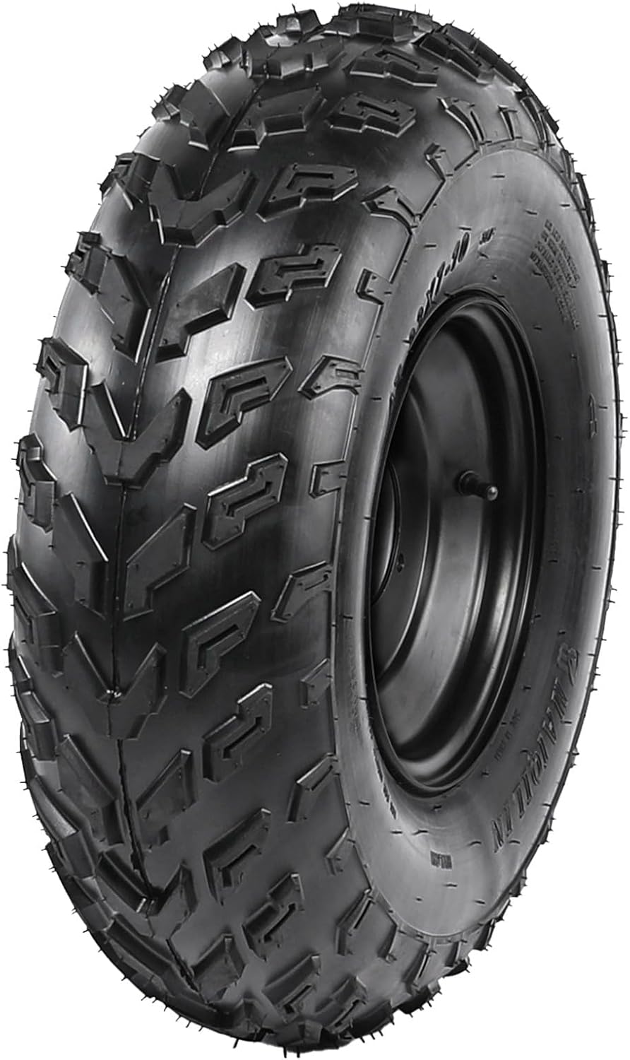 23x7-10 ATV Tire & Rim Assembly, 10 Inch Tubeless Tire with Inner Tube, 4PR 24 P.S.I for Go Kart, UTV, Quad, Golf Cart, Dune Buggy, Lawn Mower, Moped, 200cc 250cc 300cc (Left Side)