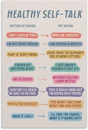 Póster de autoconversación saludable, impresión de salud mental, terapia, asesoramiento, lienzo impreso para decoración de dormitorio, paisaje