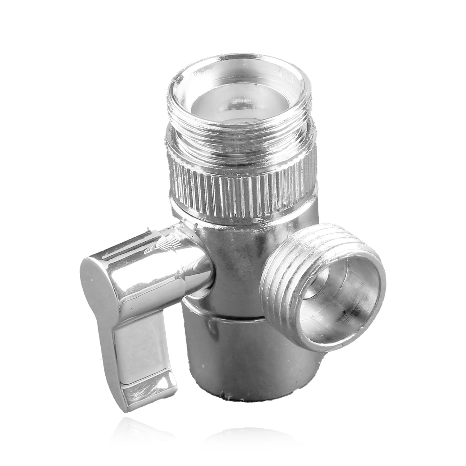 Hopzab Tap Diverter Valve Adapter, Kitchen Sink Connector, Zinc Alloy, Silver Finish, 3-Way Shower Splitter for Dishwashers, Washing Machines, and Shower Hoses