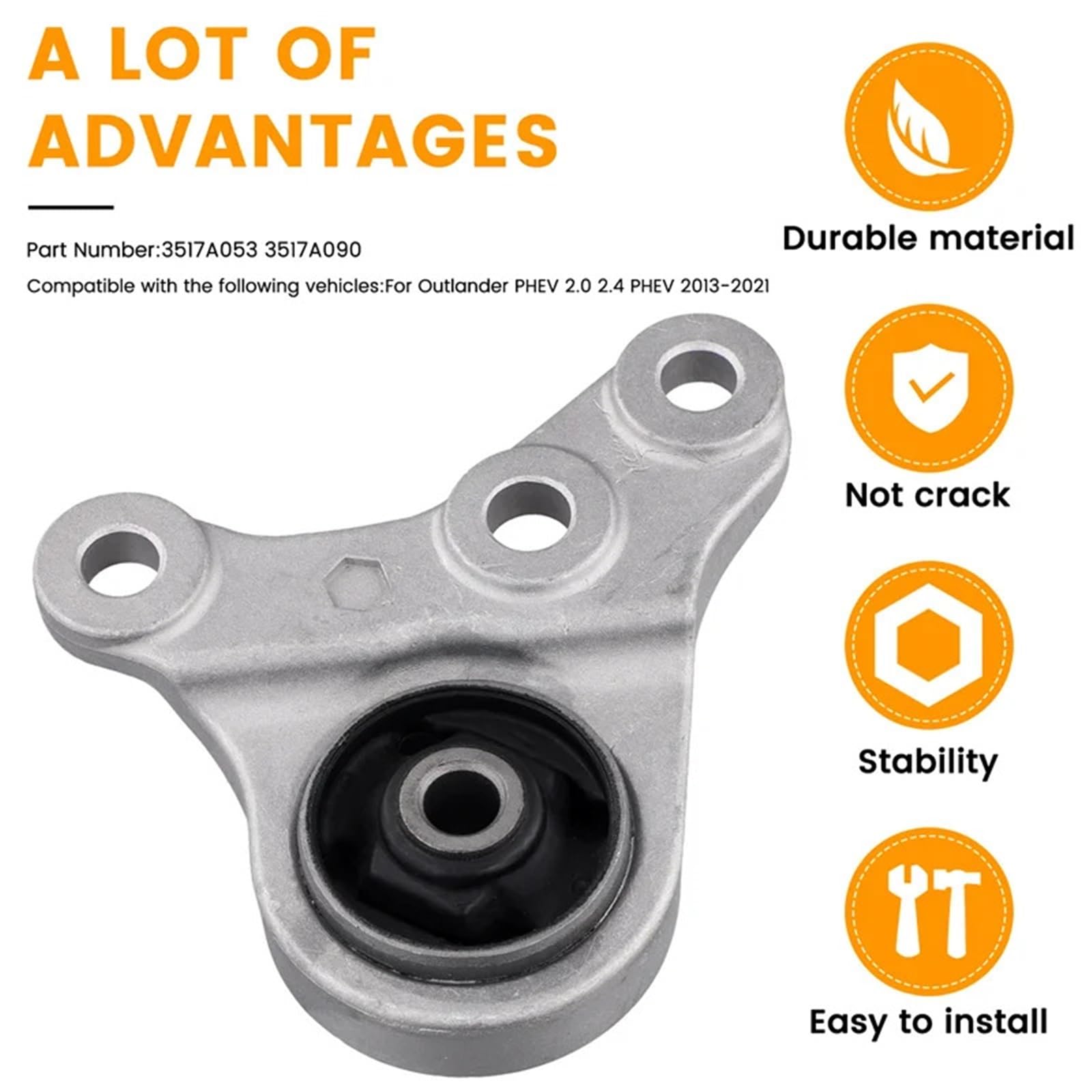 Support Moteur Arrière Mitsubishi Outlander PHEV 2012-2024 - Référence 3517A053/3517A090 - Alliage Métal + ABS - 5