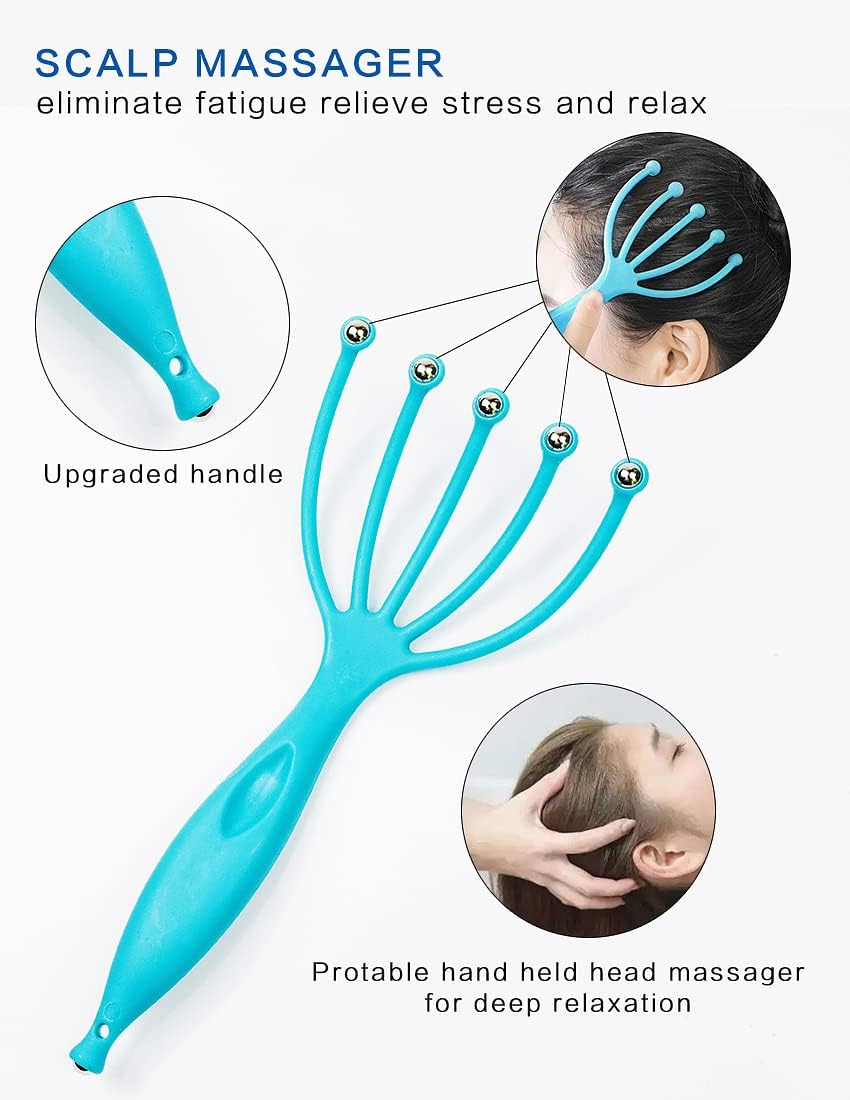 Lyanxinlei Neck Massager Handheld Shiatsu Deep Tissue Dual Trigger Point Shoulder Massage Tool with Balls for Self Muscle Tension Relief &Scalp Massager Extra Gift （2Pack） : Health & Household