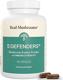 Visit the Real Mushrooms Store 5 Defenders Mushroom Immunity Support Blend, 500g (90 Caps)