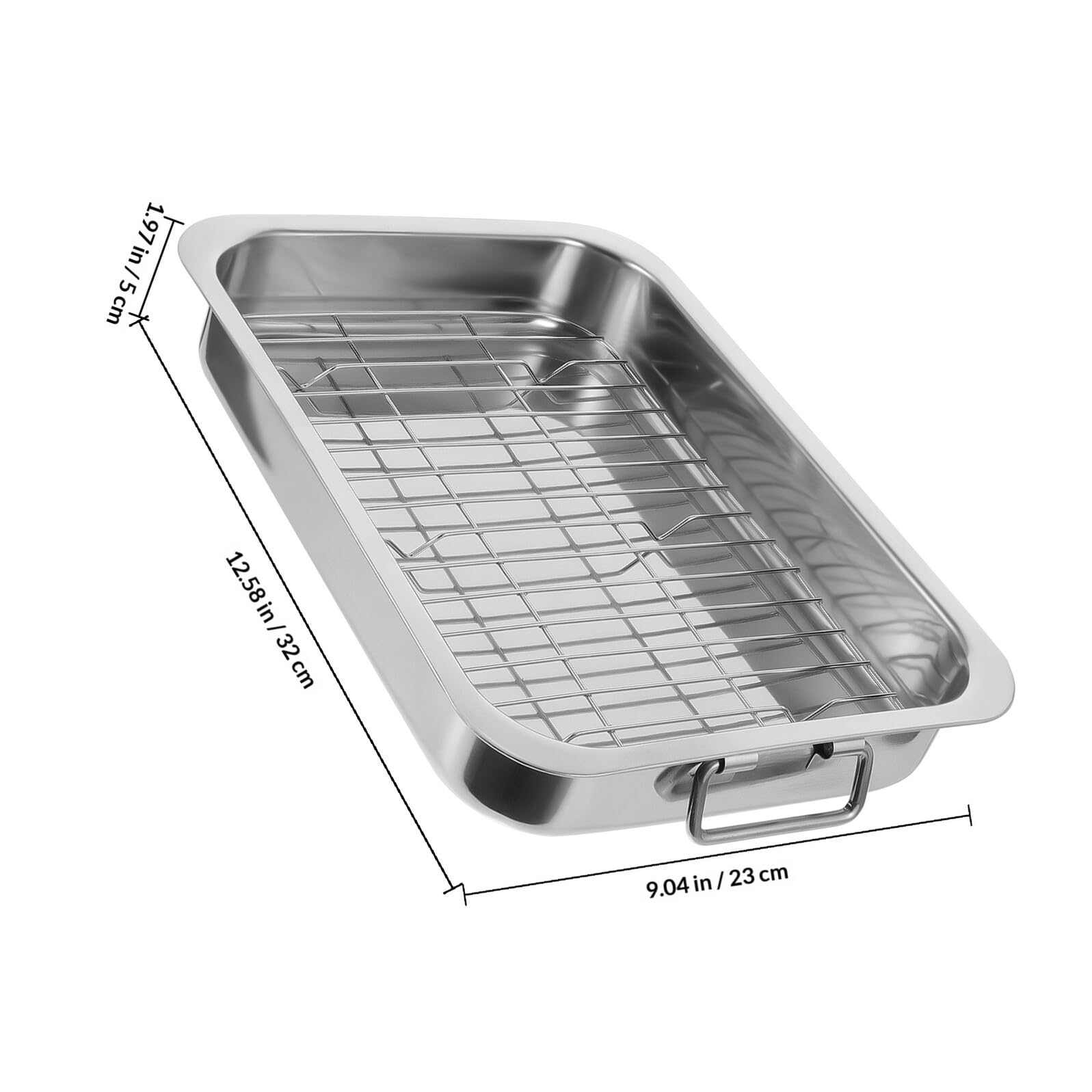 Veemoon Juego de Bandejas para Horno Rectangular de Acero Inoxidable 33x23x5 Cm con Rejilla para Hornear y Enfriar, Bandeja para Hornear y Asar Adecuado para Cocina Doméstica y