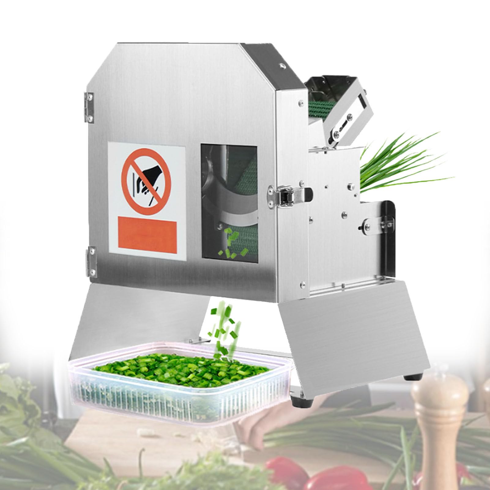 JKJZSALJ Commercial Vegetable Cutter, Adjustable 1.5-35Mm Thickness, 300W Food Processing Machine For Chopped Herbs, Ginger, Vegetables