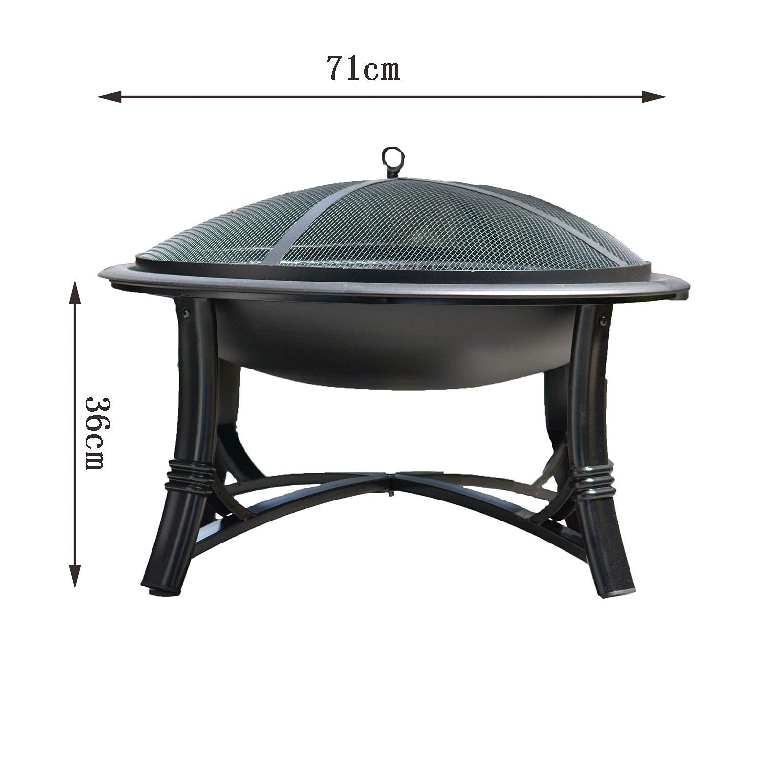 Pozzo per La Legna, Braciere per Barbecue, Grande Braciere per Esterno Rotondo da 26 Pollici con Copertura per Parascintille per Campeggio, Riscaldamento All'aperto, Falò E Picnic 71cm
