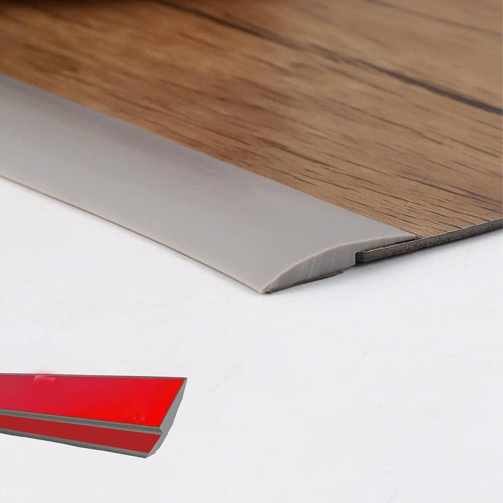 6M Grey Carpet Trim Self Adhesive PVC Laminate Floor Door Doorway Transition Threshold Strip Tile Edgings Rubber Flooring Edge Strip(Cover Height Within 5mm)