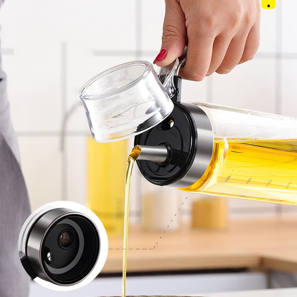 WDX Ölflasche Glas auslaufsicher Öltopf Haushalt Öl Tank Gewürz Soja Sauce Flasche Essig Topf Sesamöl Flasche Küche Zubehör sortieren (Größe: 500 ml x 2)