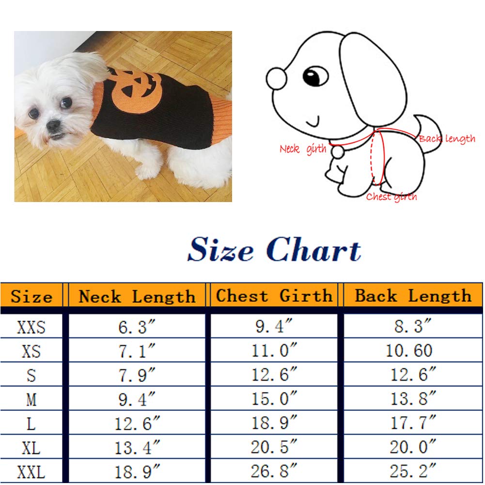 DELIFUR Citrouille Chien Pull Halloween Costume Fête de Vacances pour Chat et Chiot (M, Citrouille)