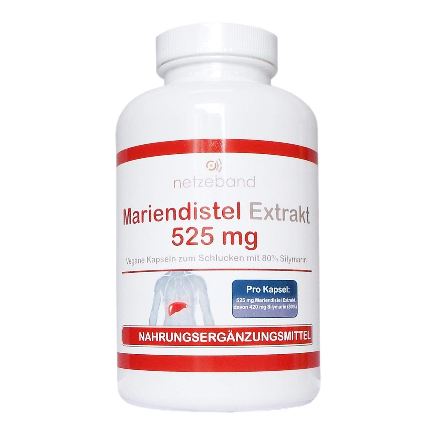 Mariendistel Extrakt 525 mg - 80% Silymarin (420mg) - 400 vegetarische Kapseln - frei von Trennmitteln und Füllstoffen (2 Packungen a 200 Kapseln)