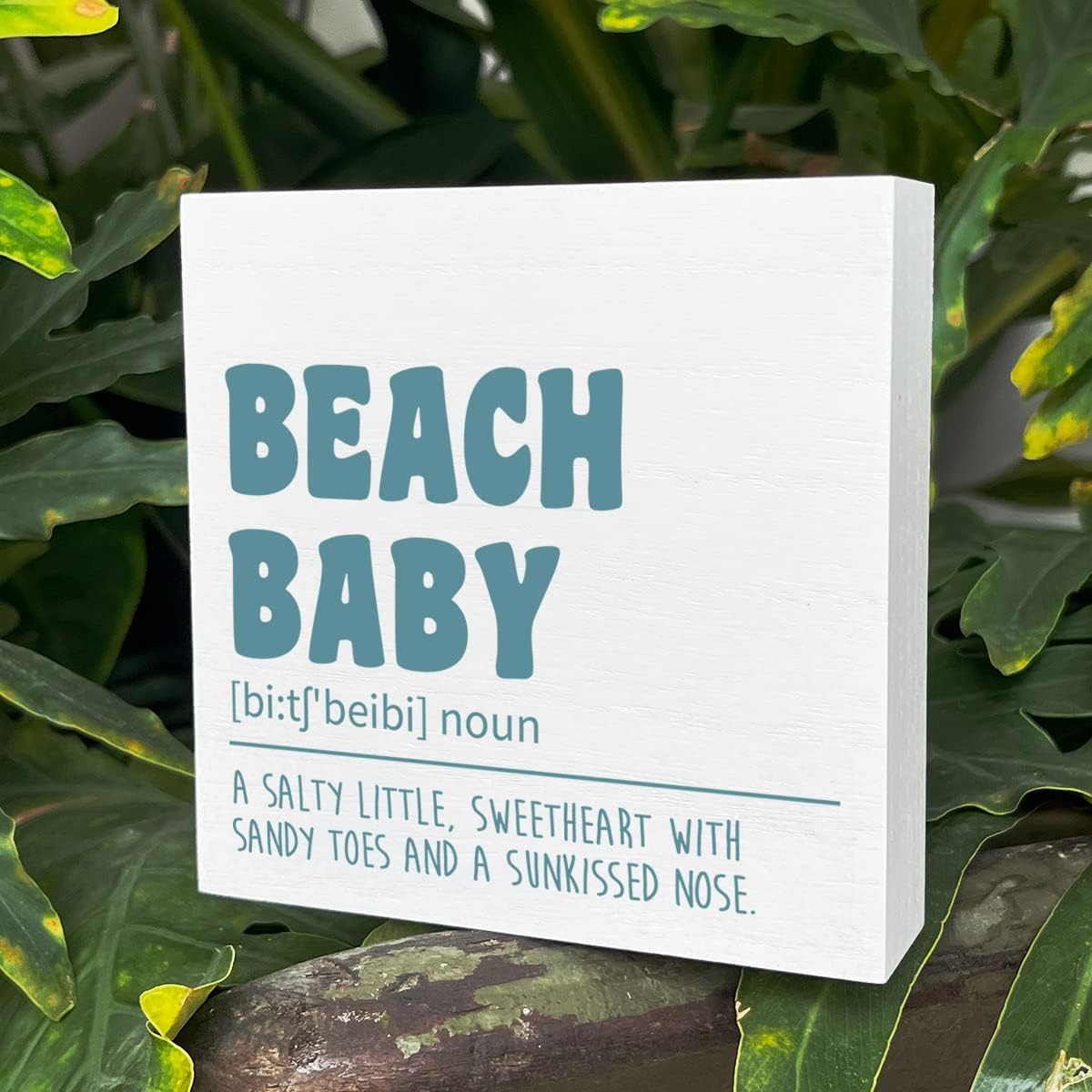 Beach Nursery Room Wooden Box Sign, A Salty Little Sweetheart, Inspirational Nursery Bedroom Desk Decor, Motivational Kids Room Nursery Decoration, Nursery Baby Shower Gifts for Newborn Baby Boys