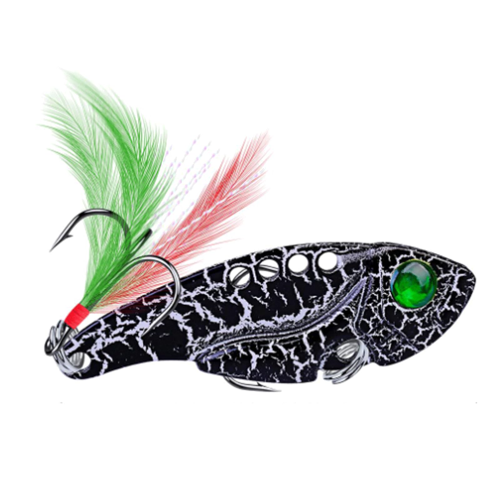 IvyLoutish Fishing Lure Bait Fishing Bait Spoon for Pike 55mm 11g with Treble Hook and Feather Metal Hard Bait Vib Bait Fishing Tackle Lures Fishing Tackle