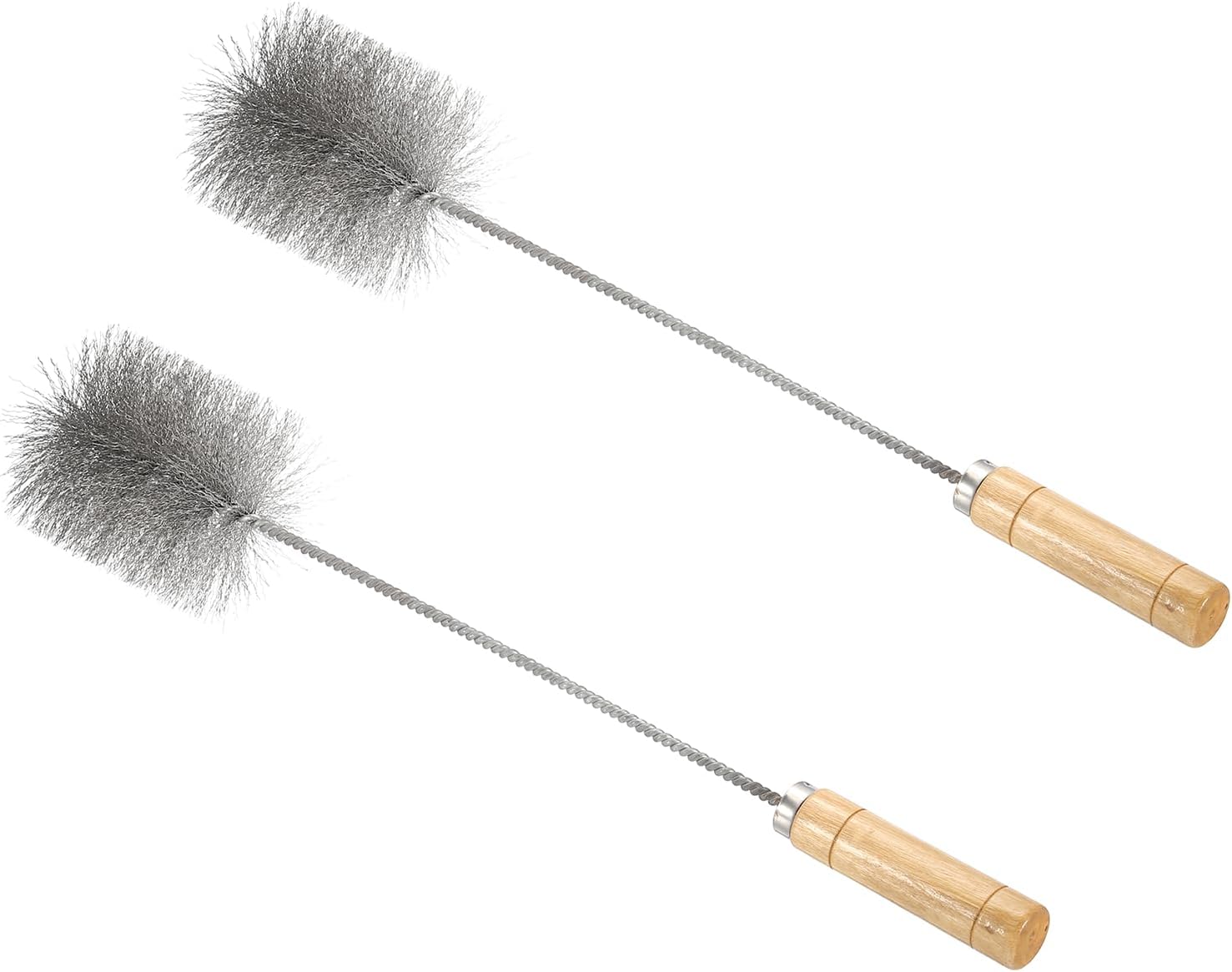 PATIKIL 15" Chimney Cleaning Wire Brush,2 Pcs Tent Wood Burning Stove Pipe Cleaning Brush with Stainless Steel Bristles for Fireplace Wood Burning Stove Tent Dryer Pipes (2.5" Dia)