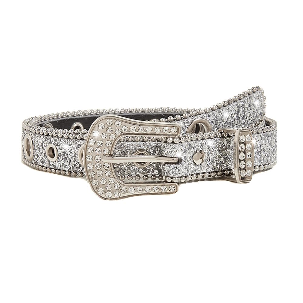 KBRPEY Women Rhinestone Belt, Diamante Sparkling Crystal Belt, Fashion Ladies Belt for Dresses Adjustable Waistband with Buckle Belt for Women
