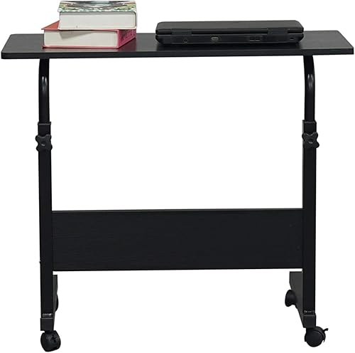 Miniatura 3 de Bandeja de TV de madera rodante, mesa ajustable para aperitivos con ruedas, escritorio portátil para computadora portátil junto al sofá, cama, mesa