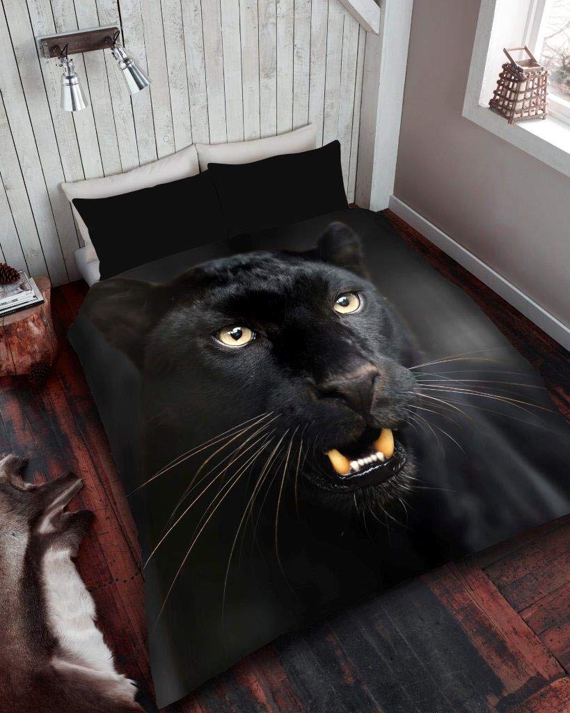 Lions Animal Print Throw Blanket - 3D Design Thermal Faux Fur Fleece Blankets for Sofa Bed Settee Couch, Extra Large Warm Cosy Cuddly Fluffy Throws (Blank Panther, 150x200cm)