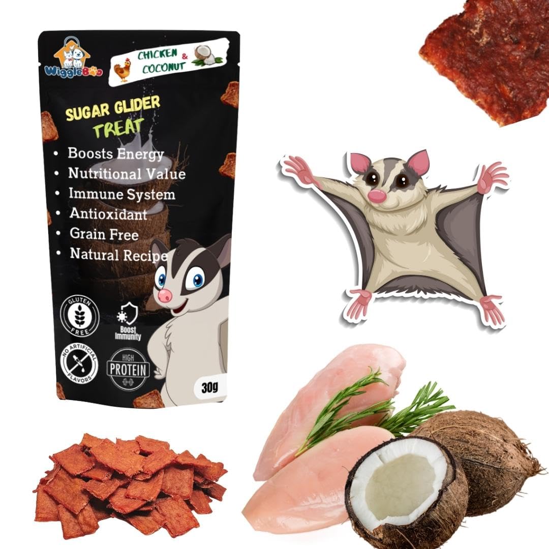WiggleBoo Chicken & Coconut Suger Glider Treat | Protein Rich | Fiber Rich | Crunchy Healthy Snacks | Training Treat | 30gm