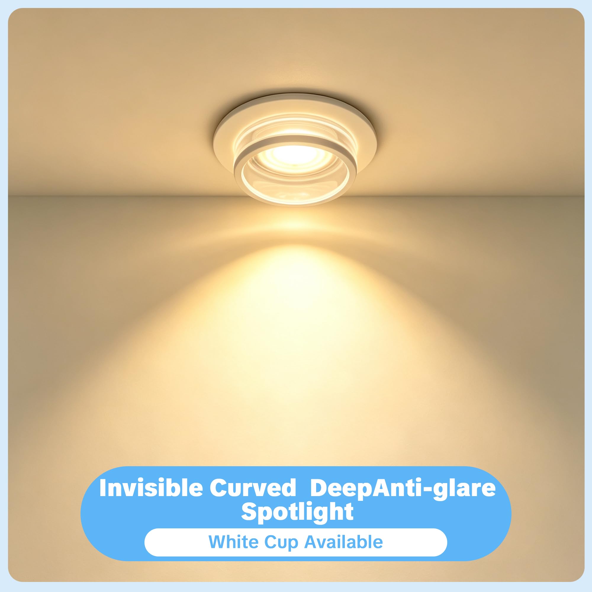 Foco Empotrable GU10 Juego de 12, Antideslumbramiento con Efecto Halo, Foco LED Techo Blanco Ultra Fino IP44 Resistente al Agua, Orificio 72-80mm Ajustable, para Baño Cocina Salón,Sin Bombilla