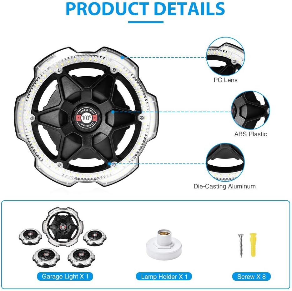 Exсluѕіvе Dіѕсоunt 70% Prісе LED Garage Light Group - OZS 120W Shop Lights for Workshop 20000LM Ceiling Lights 6500K LED Garage - Indoor E26 E27 Lamp Head LED Shop Decoration Light