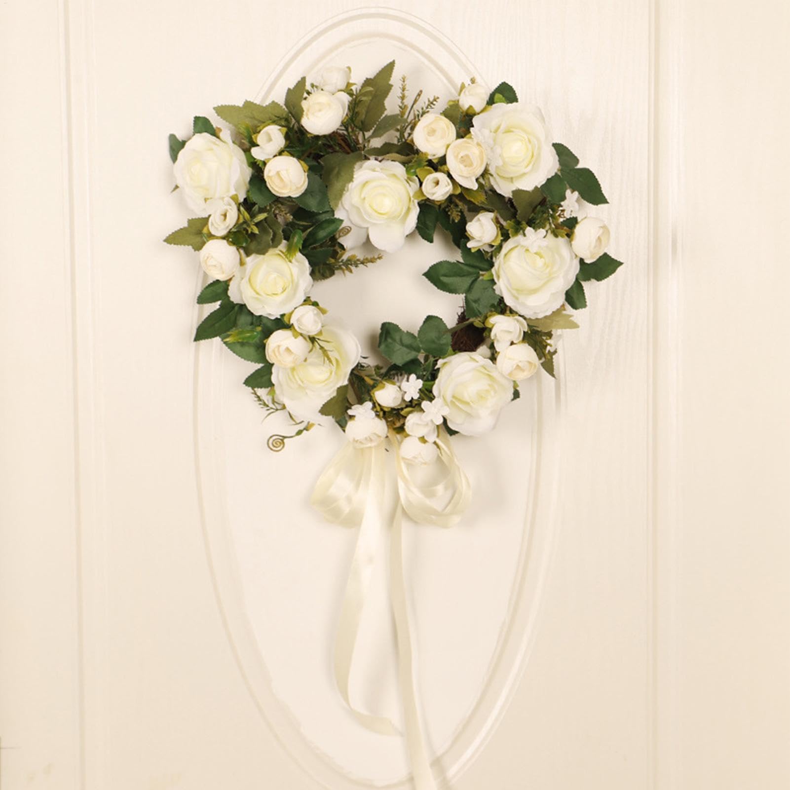 Couronne de Saint-Valentin pour porte d'entrée, couronne de cœur de rose, couronne de fleurs d'extérieur - Couronne de printemps - 38 cm, couronne de fleurs, de porte d'entrée, artificielle