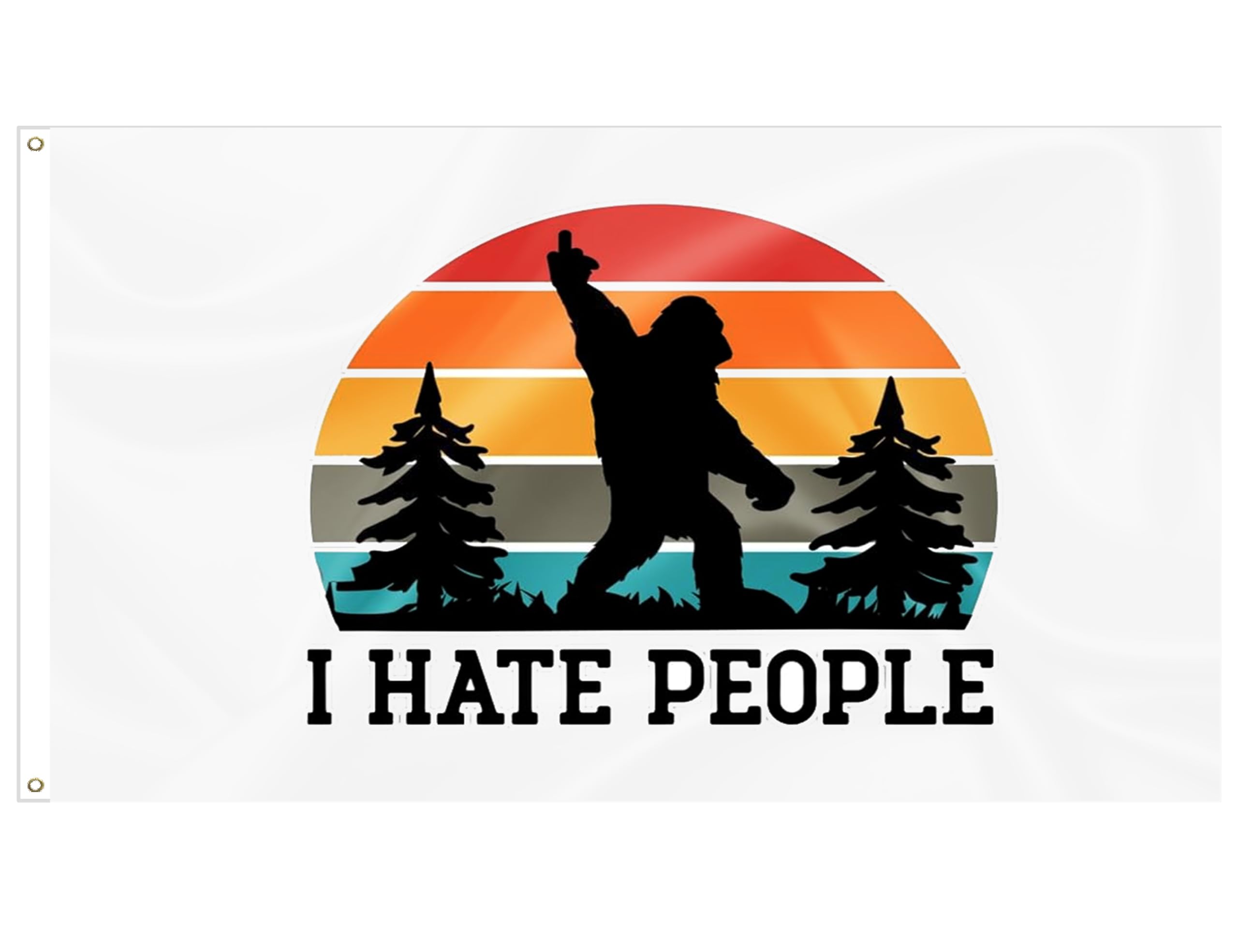 I Hate People Flag 2x3FT Double-Side Cool Funny Sasquatch Bigfoot Flag Banner For College Dorm Bedroom Indoor Outdoor (2x3FT)