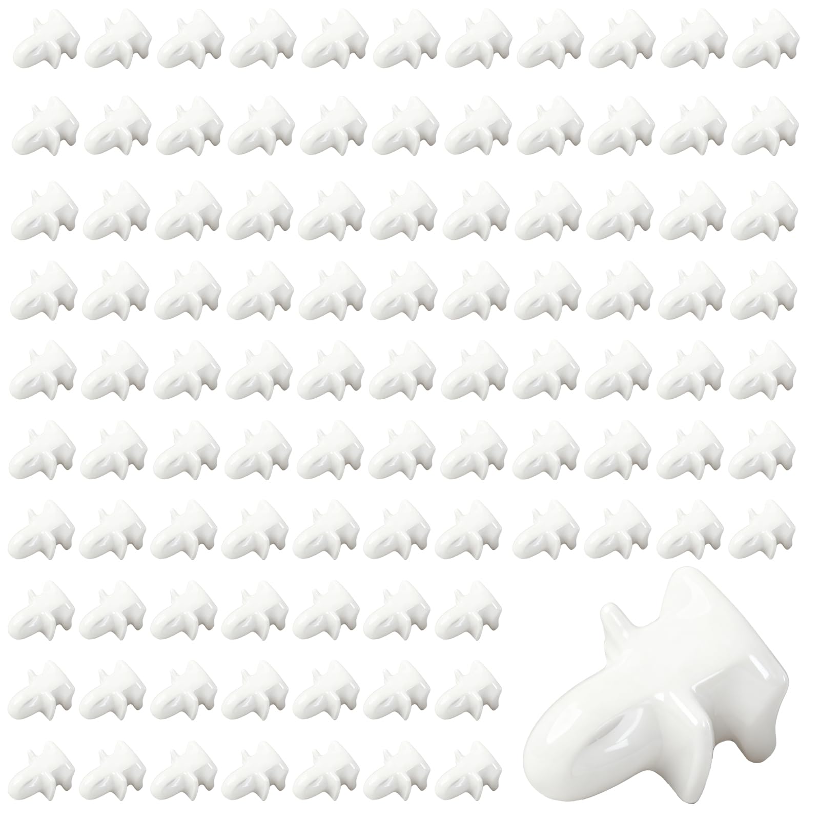 Soomuct White 100Pcs Curtain Track Gliders, Curtain Rail Gliders, 17×11×11Mm, Suitable For Windows, Doors, Shower Doors, Motorhomes, And Caravans. (White)