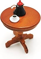 Vista 3 de Accesorios de decoración de casa de muñecas, muebles de casa de muñecas 1:12, mesa auxiliar redonda de madera en miniatura