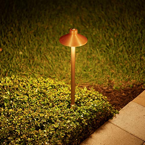 Volt Flat Hat 12V Copper Path Light (7" Shade, 25" Tall) #TOP7