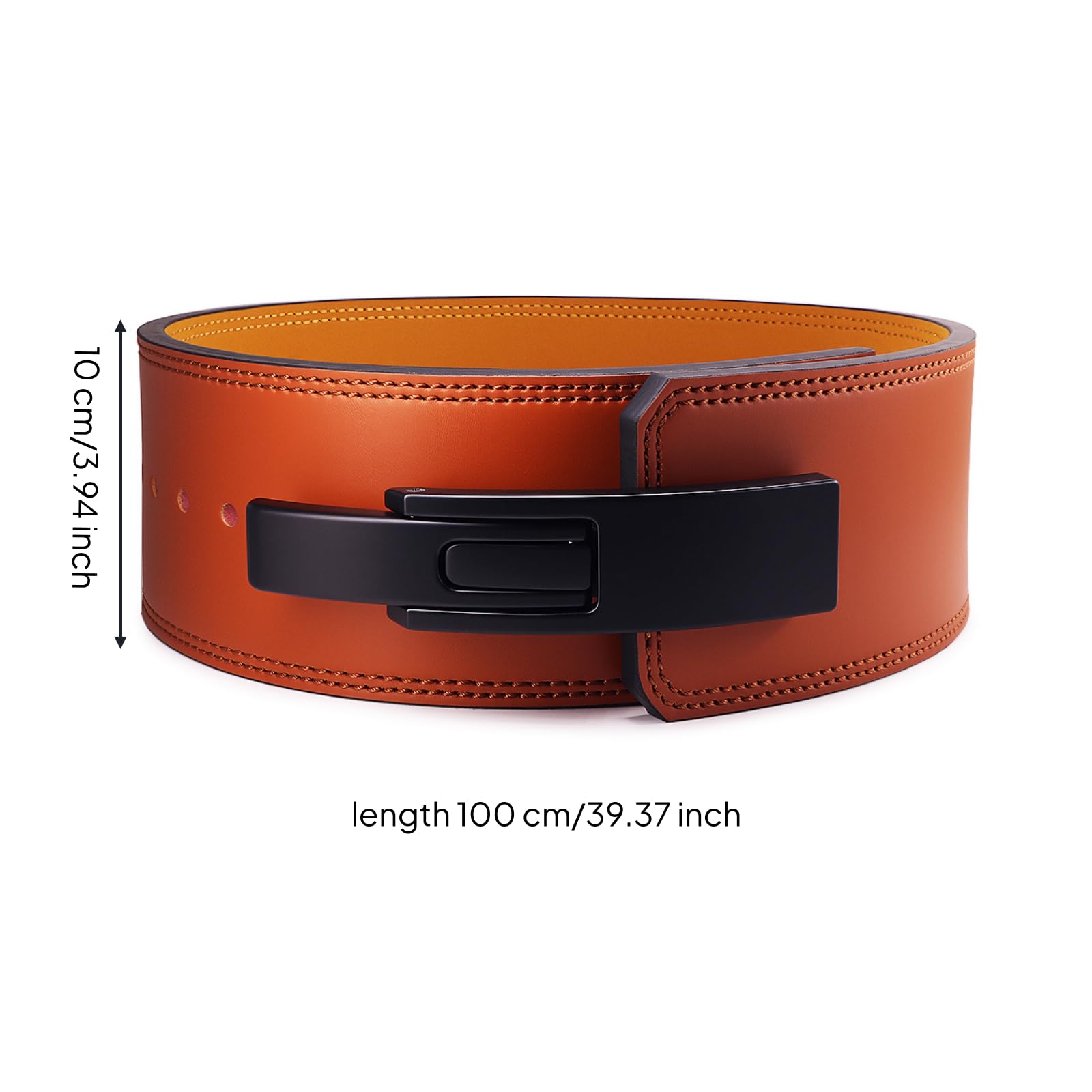 Ceinture Force avec Boucle à Levier Soutien Lombaire Ceinture Musculation à Levier Réglable pour Squat, Marron, Cuir De Vachette