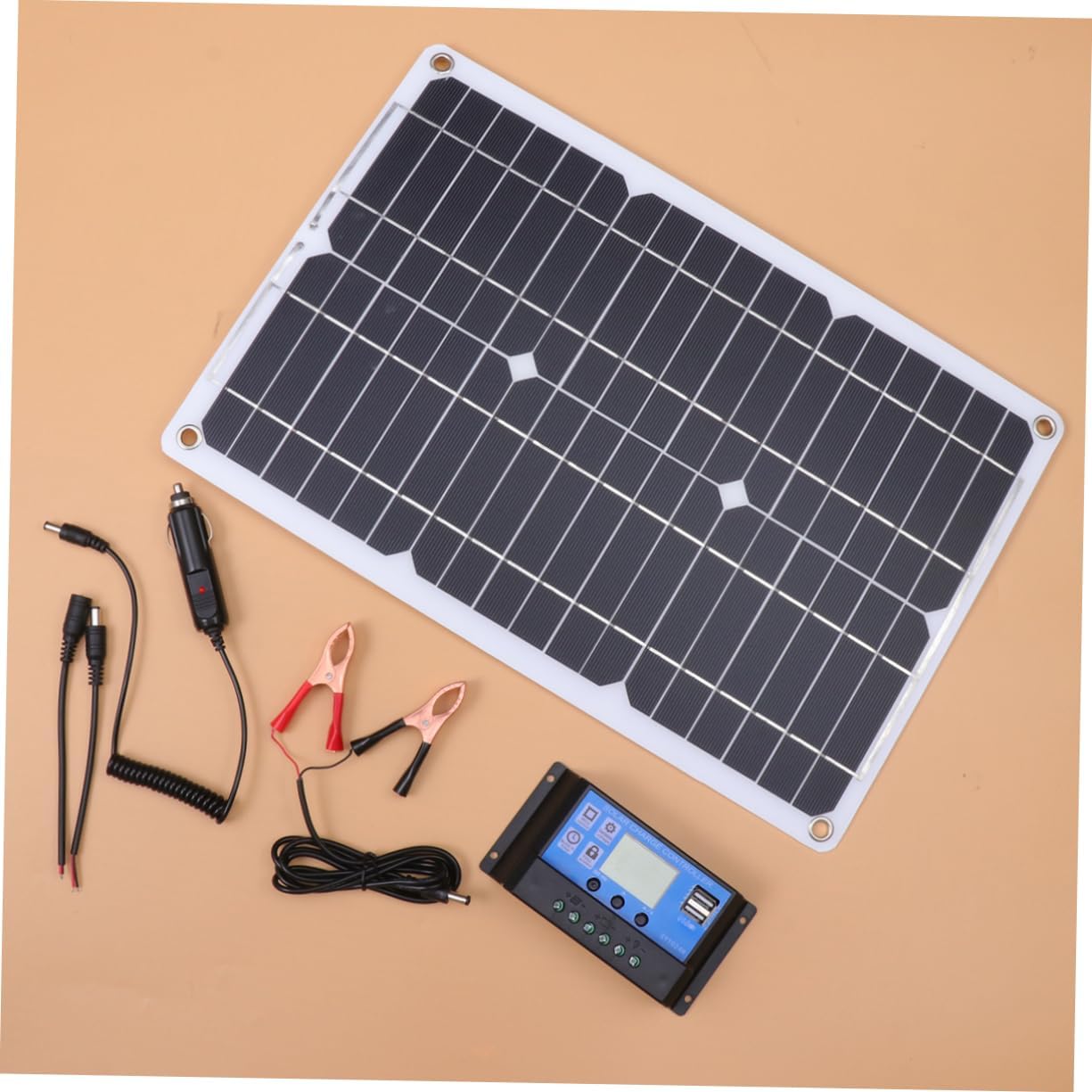 18w Portable Solar Panel with Controller Flexible Monocrystalline Design for Outdoor Charging Emergency Car Battery Start Lightweight for Camping and Travel