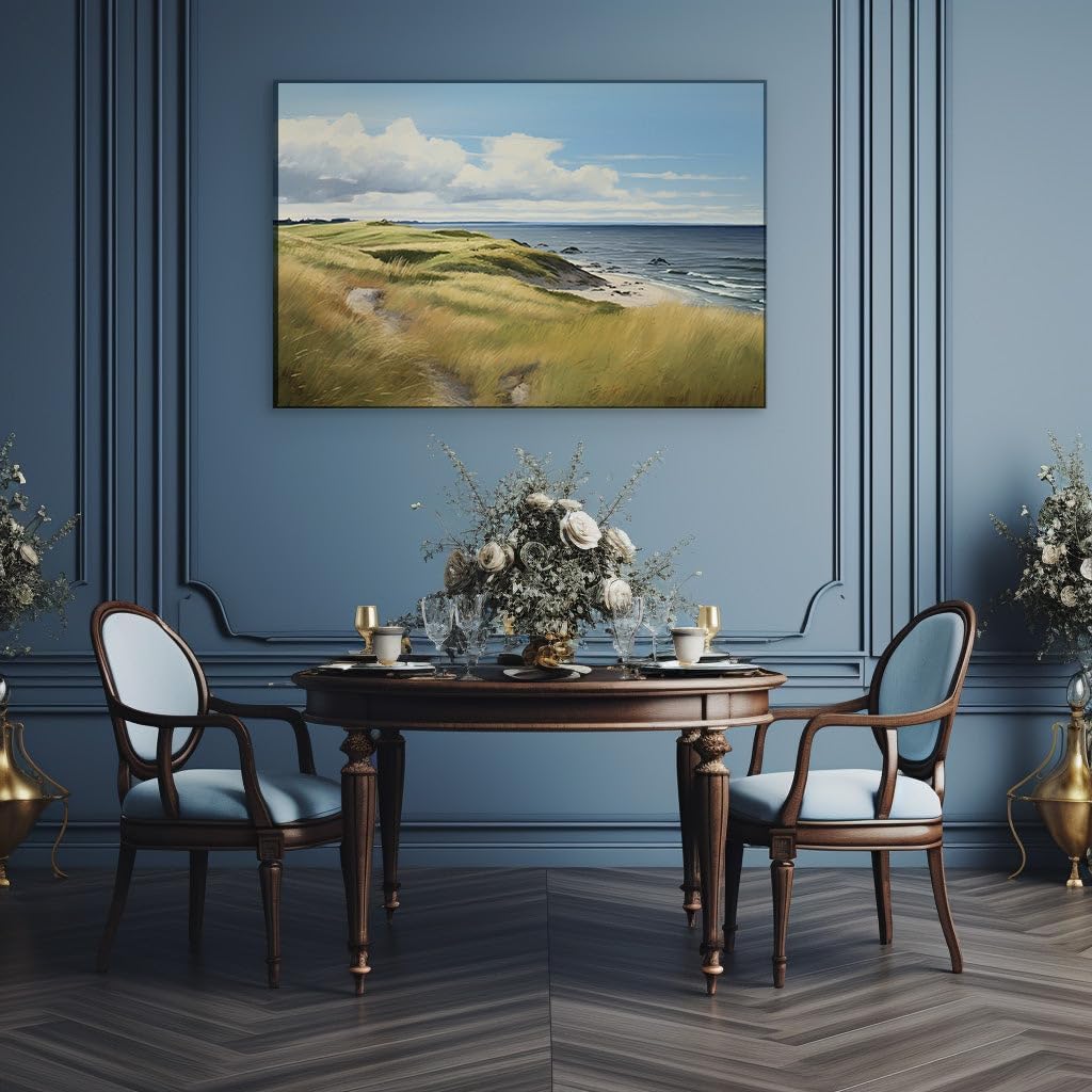 Canvas for Living Room. Sandy Pathways to Serenity Unveiling a Vibrant Beach Oasis, 27 x 18 inch Canvas Wall Art - Ready to Hang