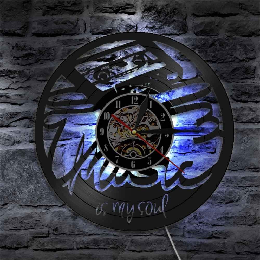 La musica è la mia anima Orologio da parete con disco in vinile Orologio da parete moderno Decorazioni per la casa Orologio muto decorativo unico per gli appassionati di musica Regali originali unic
