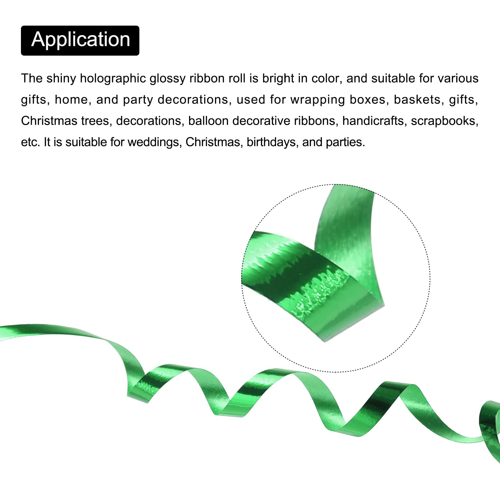 PATIKIL 4pcs Curling Ribbon Crimped Balloon String Shiny Metallic 5mm 10m Iridescent for Party Decoration Gift Wrapping Crafts Green - Image 3