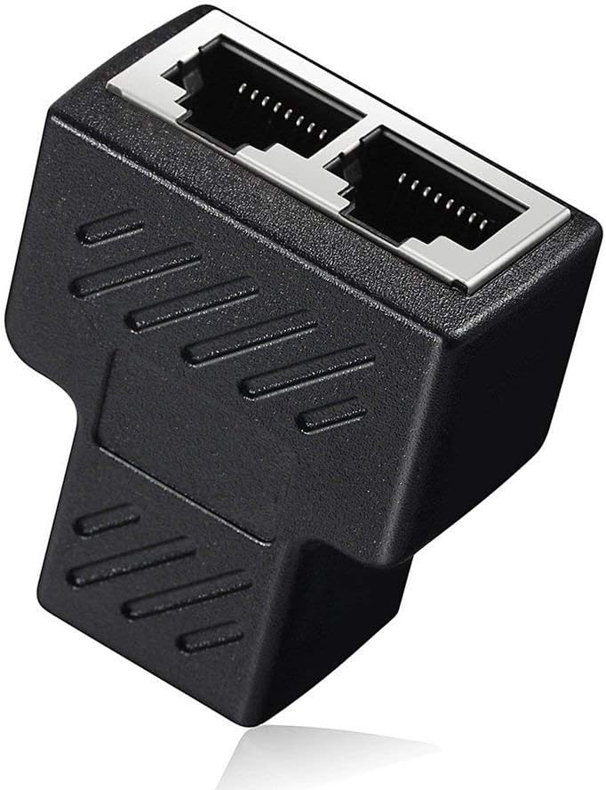 RJ45 Ethernet Splitter, Weletric RJ45 Splitter Adapter 1 to 2 Dual Female Port 8P8C Extender Plug LAN Network Socket Connector for Cat5/Cat5e/Cat6/Cat7 Coupler with Shield [Anti-Signal Interference]