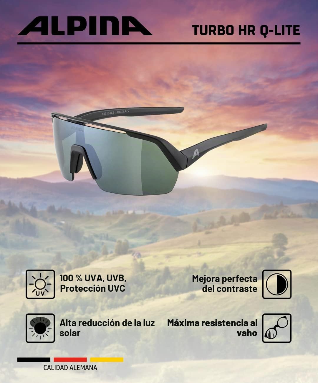 ALPINA Turbo Hr Q-lite Sunglasses Unisex adulto (Pack de 1)