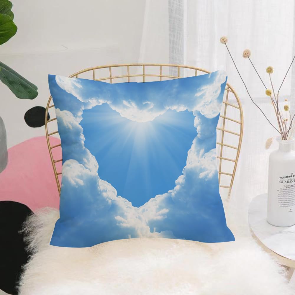 HYMSXW Cushion Cover,Throw Pillow Case Home Decorative for Living Room Bedroom Sofa Chair 20X20 Inch,Love clouds and warm sun in the blue sky,Pillowcase 50X50cm