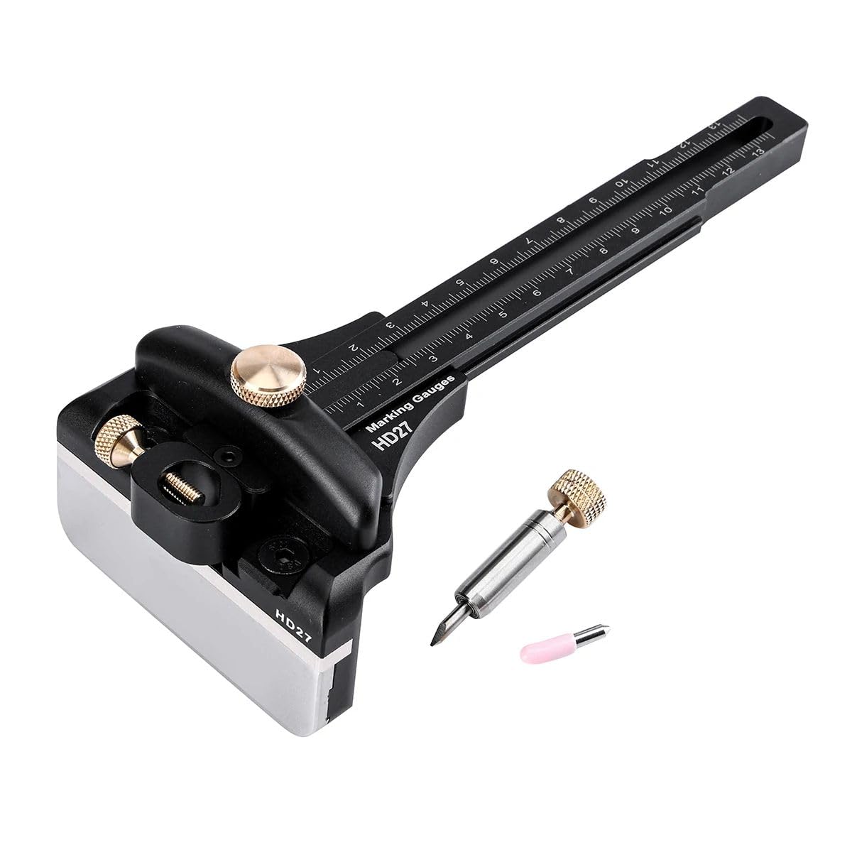 HONGDUI Marcador métrico e imperial de doble escala HD27, herramientas de marcado, con un diámetro de plataforma colgante de menos de 11 mm, se puede instalar un bolígrafo