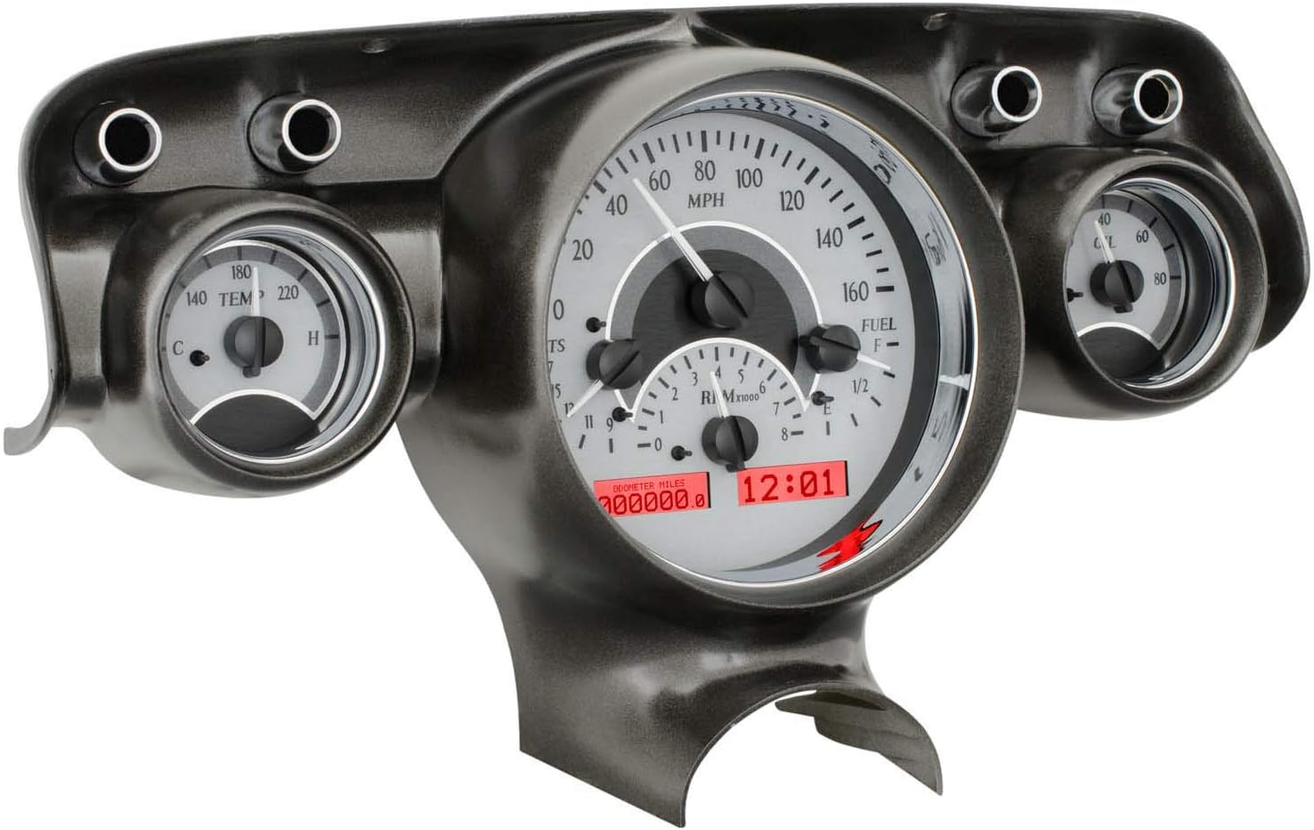 Dakota Digital 57 Chevy Car Analog Dash Gauges System Silver Alloy Red VHX-57C-S-R