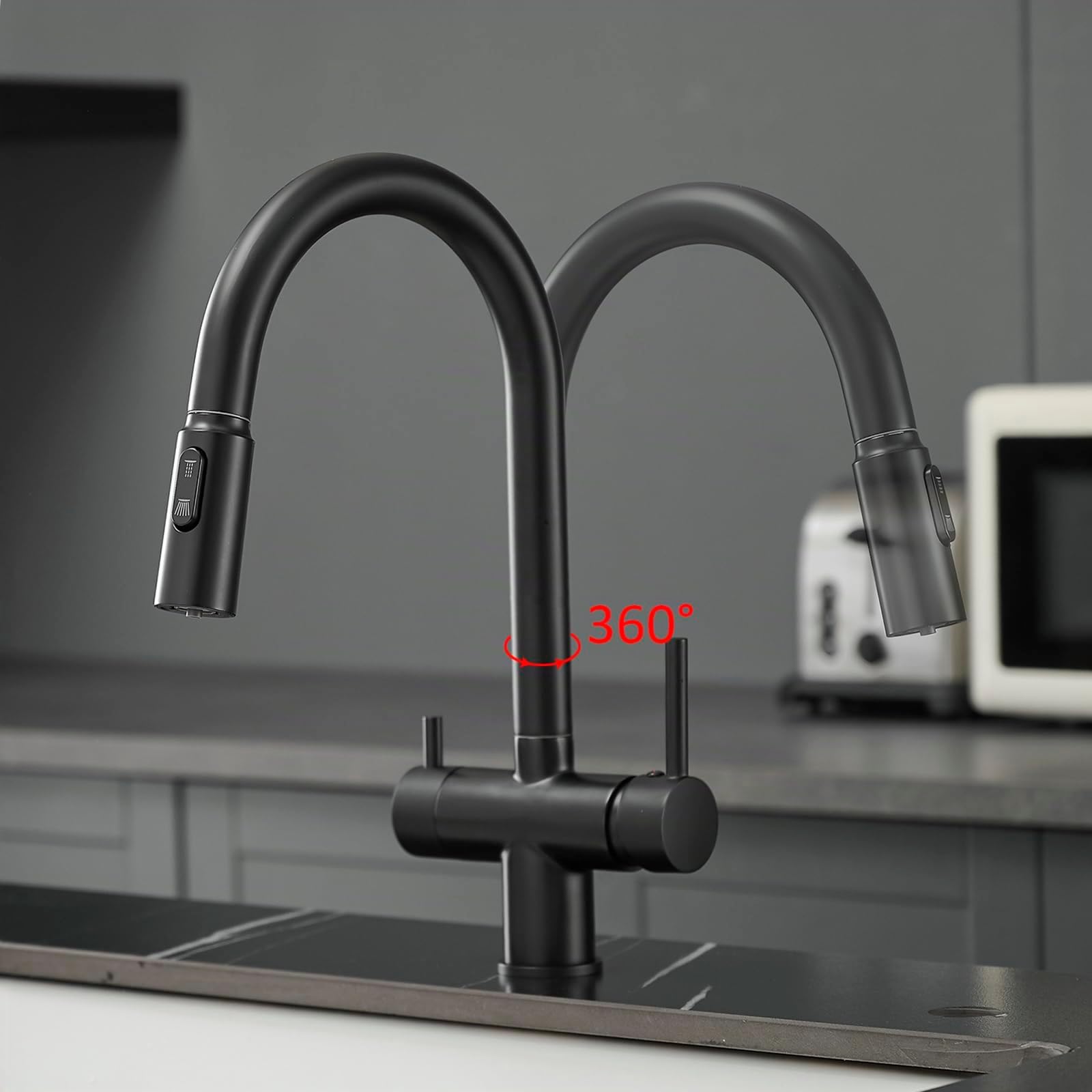 XJTNLB Robinet 3 Voies Osmoseur avec Douchette Cuisine Mitigeur Cuisine avec Douchette et Robinet Osmoseur Brossé