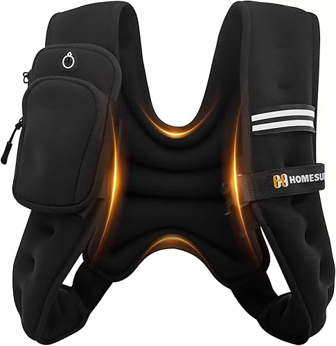 HOMESURE Weighted Vest with Reflective Stripe, Black, 10 lbs